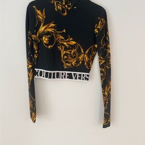 Versace Jeans Collection Black and Gold Crop Top